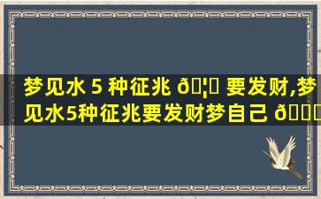 梦见水５种征兆 🦍 要发财,梦见水5种征兆要发财梦自己 🐘 站水中被困水退出路上岸了